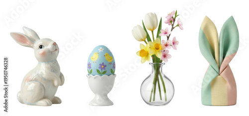 Easter celebration decorations home craft display spring bright isolated on transparent background