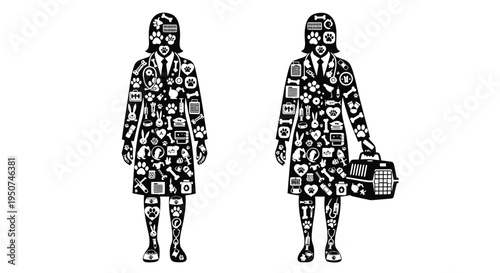 Set of 2 businesswoman illustration vector