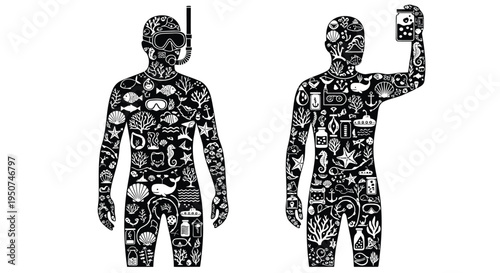Set of 2 human body illustration vector icons