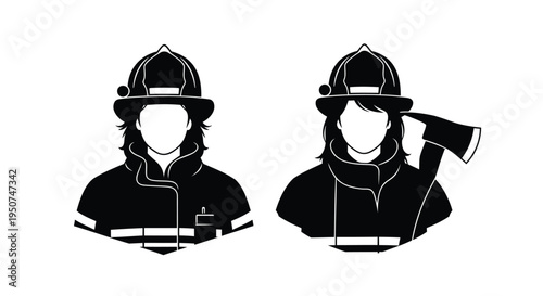 Set of 2 firefighter icons vector