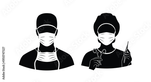 Set of 2 medical professionals vector icons