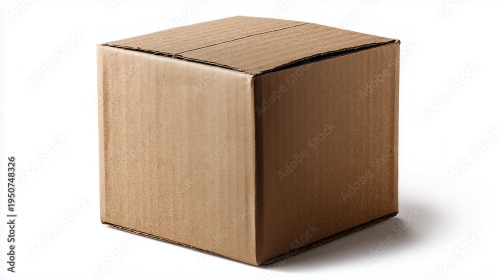 Fototapeta premium Closed brown cardboard box isolated on light background