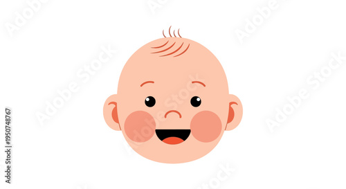 Smiling baby head with minimalist flat design illustration