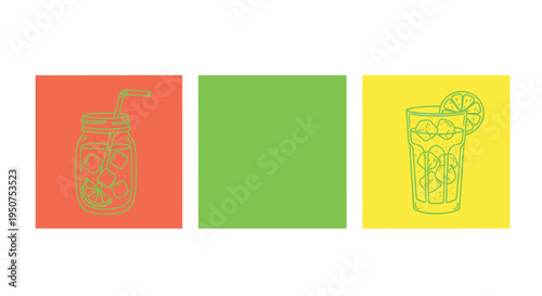 Set of 3 colorful drink icons vector