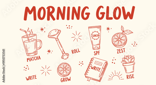 Set of 11 morning routine icons vector