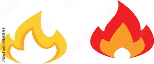 Two stylized flame icons displaying contrasting color palettes on a clean white background design Vector