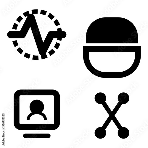 Modern Healthcare Medical Technology and Digital Wellness SVG Icon Set