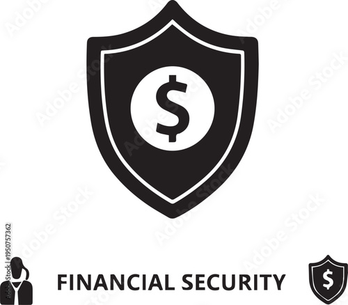 Financial security logo with shield and dollar sign