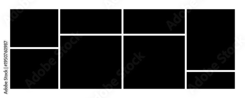 Frame for photo and pictures, photo collage. Puzzle mood board, branding presentation template creative vector set. Scrapbook images for social networks. Vector illustration eps 10