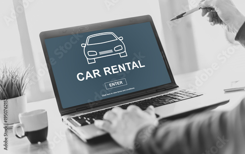 Car rental concept on a laptop screen