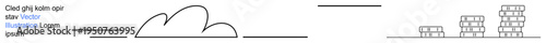 Design , graphic presentations, abstract art, clean layouts, education, and architecture. Cloud, lines and stacked blocks in a minimalist style. Design themes and graphic presentations explored