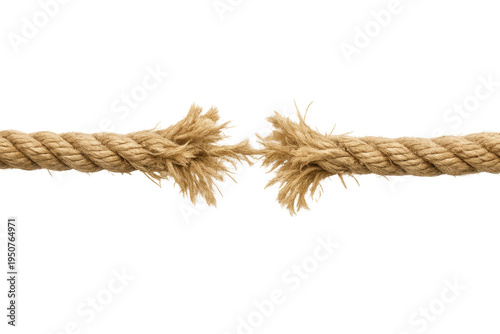Fraying rope breaking apart showing stress and tension