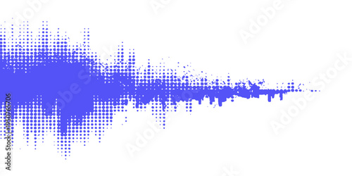 Abstract colorful digital art illustration featuring a blue wave equalizer pattern and technology line shapes in a vibrant music background design