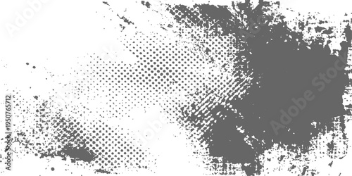 A grunge black ink splat pattern forms a halftone world map illustration with a textured paint splash effect on a dirty black and white globe wallpaper design