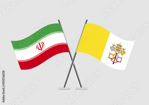 Iran and Vatican City Holy See vector flags composition showing cooperation