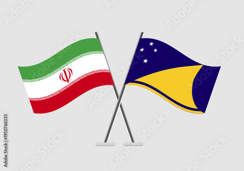 Iran and Tokelau vector flags illustration of mutual respect