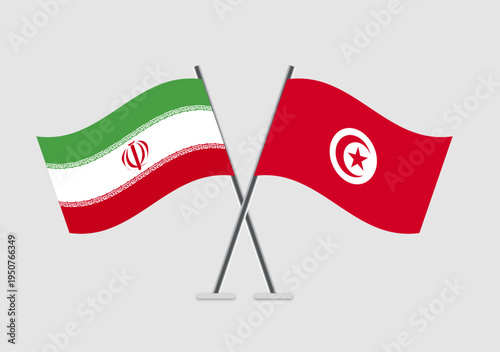 Iran and Tunisia vector flags simple and professional illustration