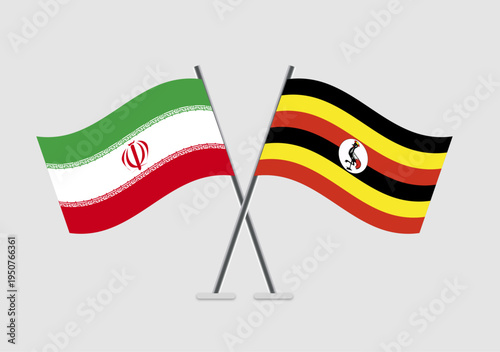 Iran and Uganda vector flags ideal for global relations visuals