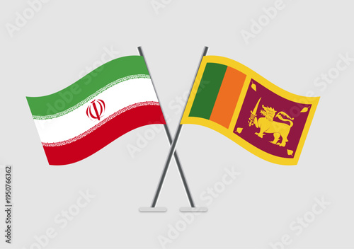 Iran and Sri Lanka vector flags styled in ceremonial layout