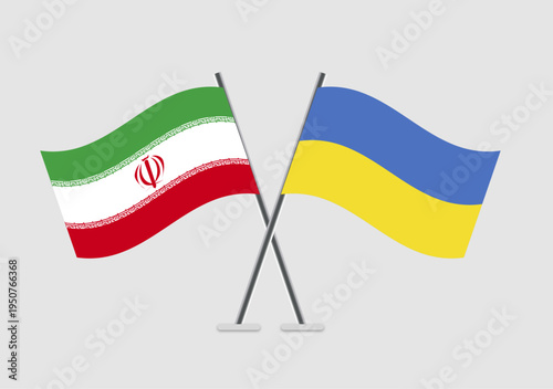 Iran and Ukraine vector flags illustration representing alliance