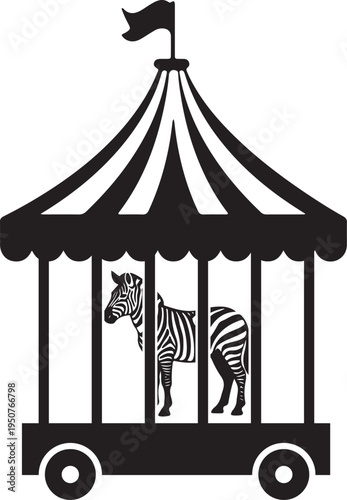 Zebra in a Circus Tent Illustration
