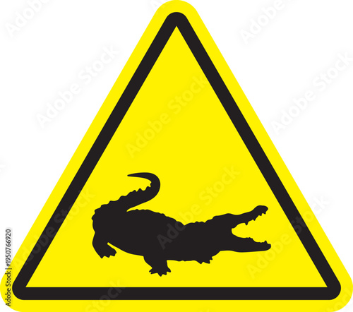 Warning Sign Showing Silhouette of Alligator