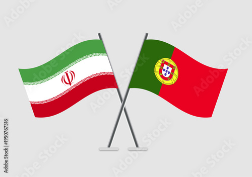 Iran and Portugal vector flags artwork in official harmony layout
