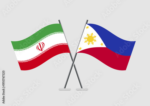 Iran and Philippines vector flags illustration for joint events