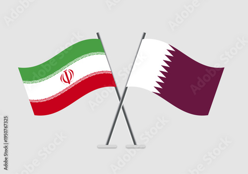 Iran and Qatar vector flags symbolizing alliance in vector art
