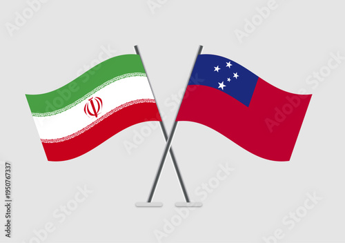 Iran and Samoa vector flags image with symmetry and wave