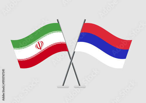 Iran and Republika Srpska vector flags with minimal patriotic graphics