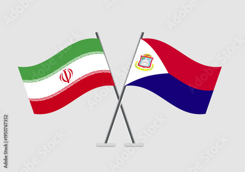 Iran and Saint Martin vector flags drawing symbolizing nations
