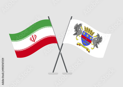 Iran and Saint Barthelemy vector flags used in design for unity poster