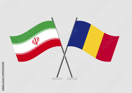 Iran and Romania vector flags in design representing dialogue