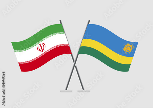Iran and Rwanda vector flags with twin-flag composition