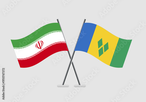 Iran and Saint Vincent and the Grenadines vector flags illustrated in partnership theme