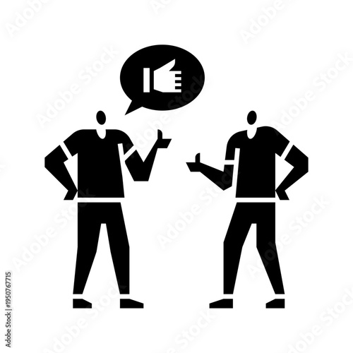 Agreement glyph icon. People confirmation illustration.