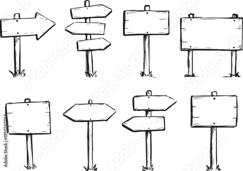 eight types of road signs direction arrows flat design vector illustration