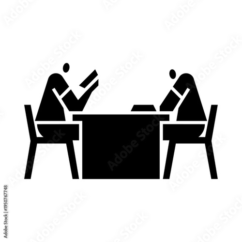 reading book glyph icon. reading book in library illustration.