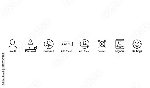 User profile outline icons collection login account avatar vector set