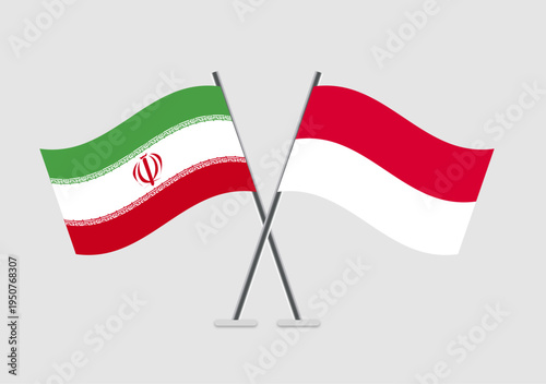Iran and Monaco vector flags visual for thematic decor
