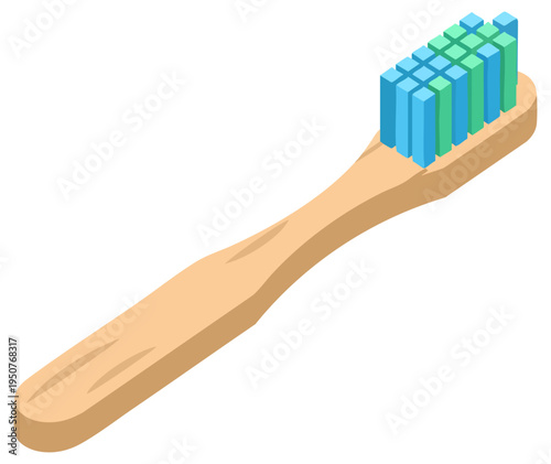 Isometric Bamboo Toothbrush with Blue and Green Bristles