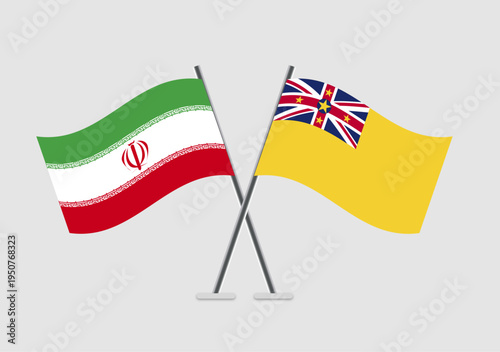 Iran and Niue vector flags in unity-inspired positioning