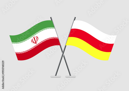 Free Download Iran and North Ossetia vector flags arranged in centered symmetry - GFXLoad