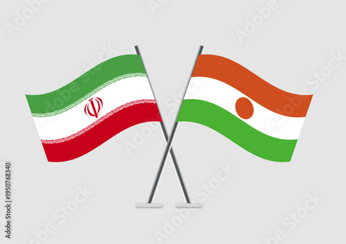 Iran and Niger vector flags with simple international vibe