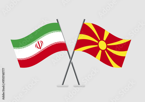Iran and Macedonia vector flags in mutual respect layout