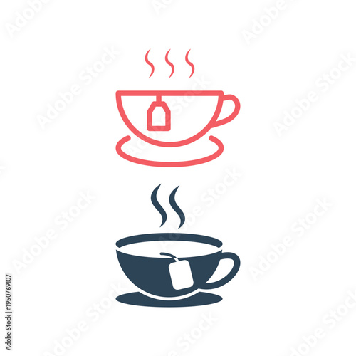 Cup tea icons set vector illustration.