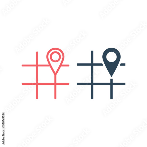 Isolated Pinpoint Icons set Symbol On Clean Background.
