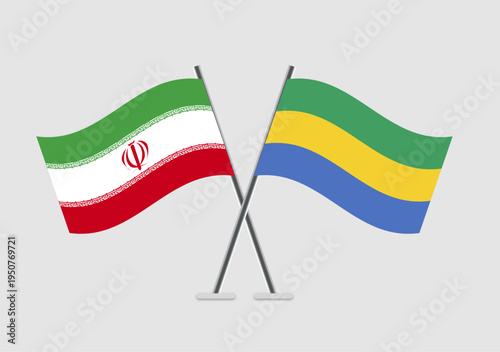 Free Download Iran and Gabon vector flags on display in abstract cross - GFXLoad