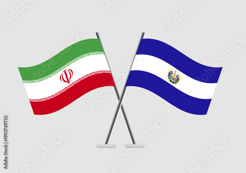 Iran and EL Salvador vector flags in concept of unity and harmony